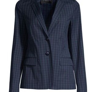 Lafayette 148 New York Navy Plaid Blazer